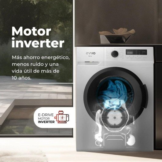 Lavadora Evvo Terra Carga Frontal 7 Kg 1200 rpm A Blanca con Motor Inverter