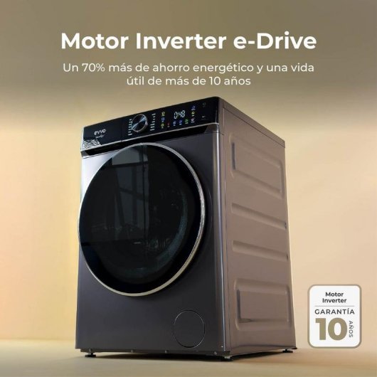 Lavadora Evvo Nova Q12X Carga Frontal 12 Kg 1400 rpm Clase A Inox Motor Inverter