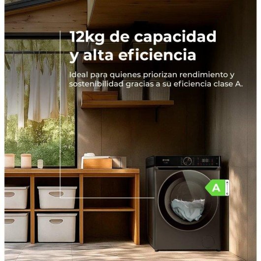 Lavadora Evvo Nova Q12X Carga Frontal 12 Kg 1400 rpm Clase A Inox Motor Inverter