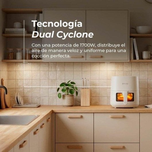 Freidora de Aire Evvo Tasty Fryer 6,5L 1700W con Tecnología Dual Cyclone
