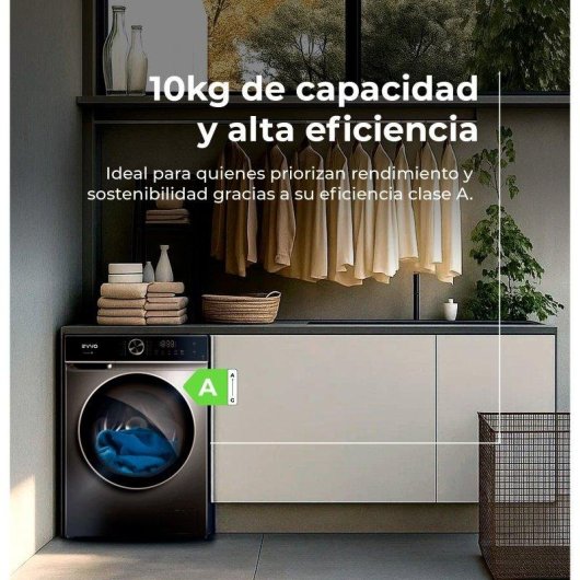 Lavadora Evvo Nova P10 Carga Frontal 10 kg 1200 rpm Clase A Inox