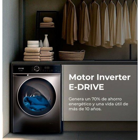 Lavadora Evvo Nova P10 Carga Frontal 10 kg 1200 rpm Clase A Inox