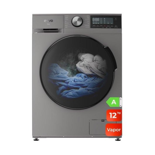 Lavadora Evvo Nova Carga Frontal 12 Kg 1350 rpm A Acero Inoxidable Vapor