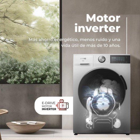 Lavadora Evvo Nova Carga Frontal 12 Kg 1350 rpm A Acero Inoxidable Vapor