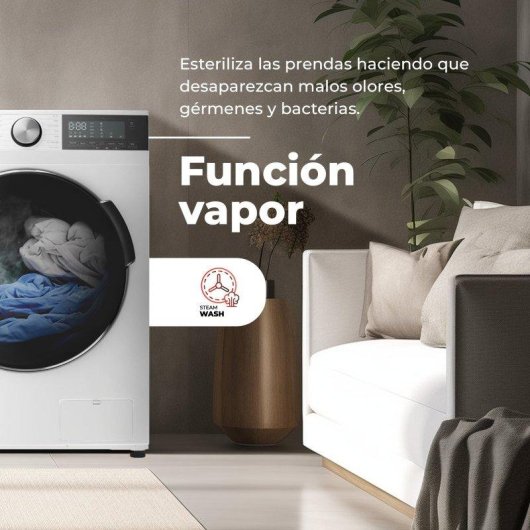 Lavadora Evvo Nova Carga Frontal 12 Kg 1350 rpm A Acero Inoxidable Vapor