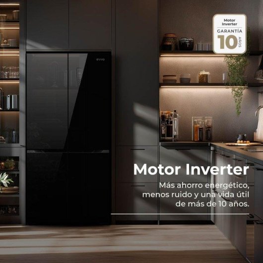 Frigorífico Cuatro Puertas Evvo F80b Total No Frost 180cm 463L E Negro