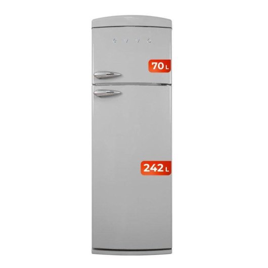 Frigorífico Dos Puertas Evvo F50 Retro Total No Frost 179,5cm 312L E Gris