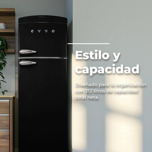 Frigorífico Dos Puertas Evvo F50 Retro Total No Frost 179,5cm 312L E Gris