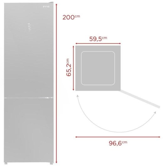 Frigorífico Combi Evvo Home EVVO F60B Glass Total No Frost 200cm 341L E Negro
