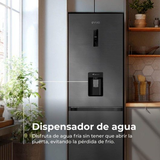 Frigorífico Combi Evvo F56DX Total No Frost 180cm 320L D Dark Inox Dispensador Agua
