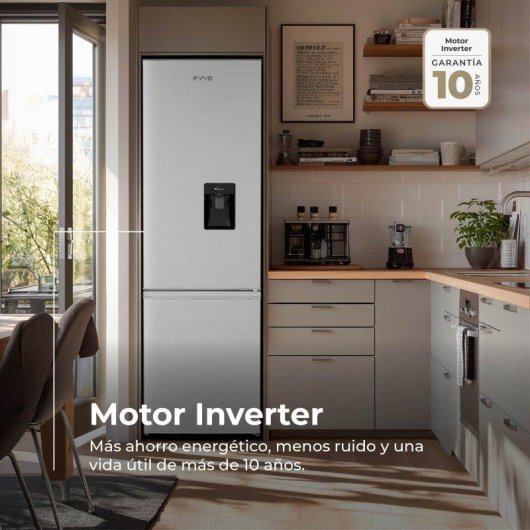 Frigorífico Combi Evvo Home F51 Pro Aqua Defrost 185cm 268L D Blanco Dispensador Agua