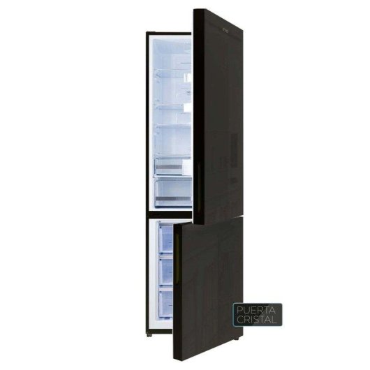 Frigorífico Combi Evvo Home EVVO F55B Glass Total No Frost 186cm 322L D Negro