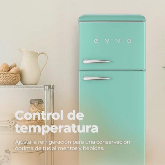 Frigorífico Dos Puertas Evvo F45G Defrost 148,5cm 215L E Turquesa