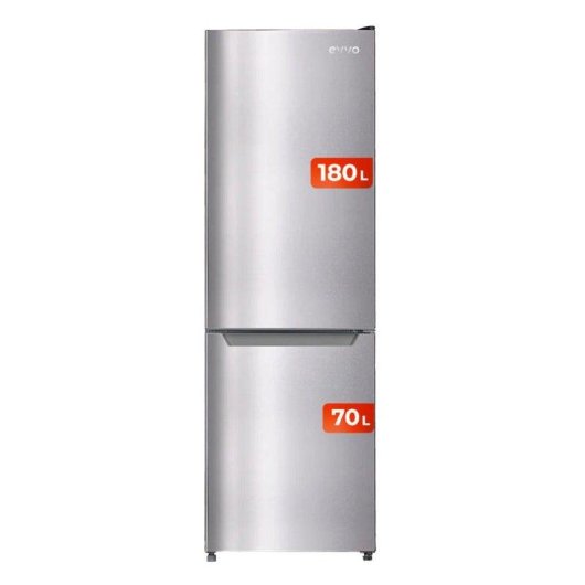 Frigorífico Combi Evvo F52X Total No Frost 180cm 250L E Inox
