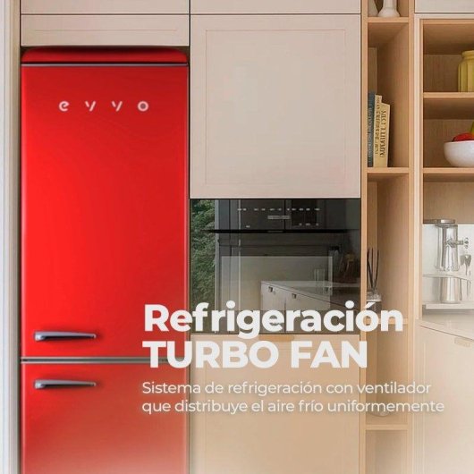 Frigorífico Combi Evvo F55R Defrost 192cm 300L E Rojo