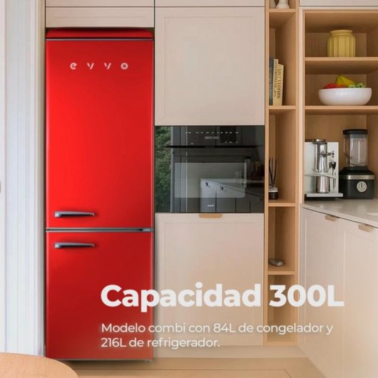 Frigorífico Combi Evvo F55R Defrost 192cm 300L E Rojo