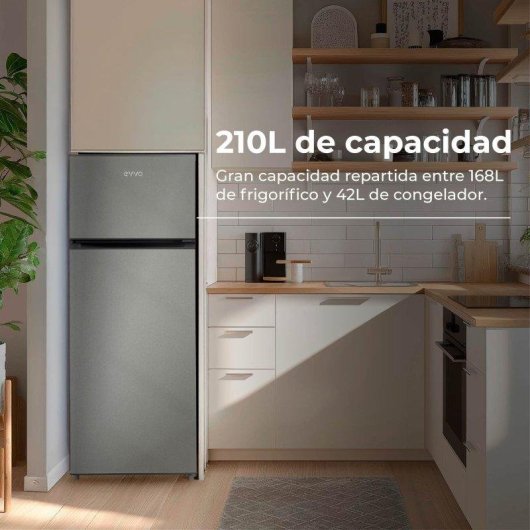 Frigorífico Combi Evvo Home F41s Defrost 141cm 210L E Plata Motor Inverter