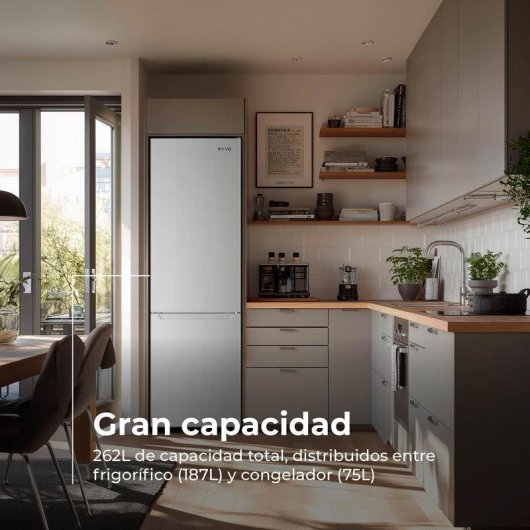 Frigorífico Combi Evvo Home EVVO F51 Defrost 176cm 262L E Blanco