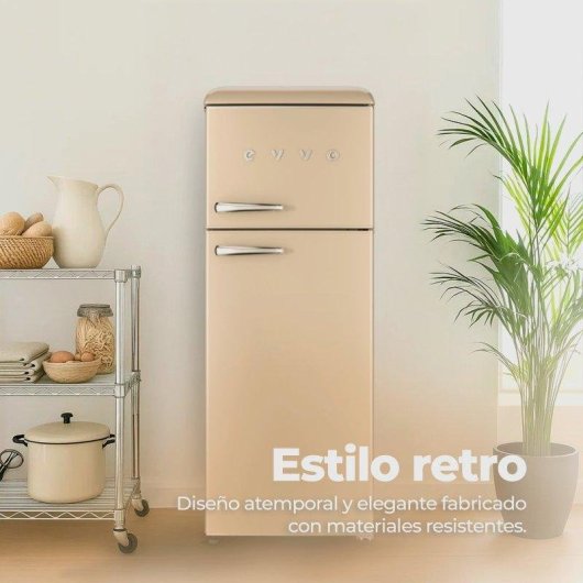 Frigorífico Dos Puertas Evvo F45BG Defrost 148,5cm 215L E Beige