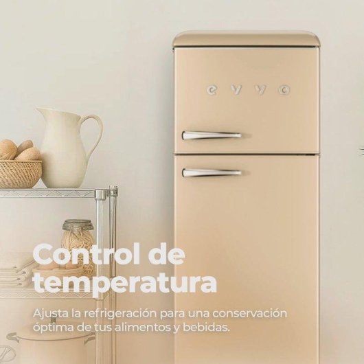 Frigorífico Dos Puertas Evvo F45BG Defrost 148,5cm 215L E Beige