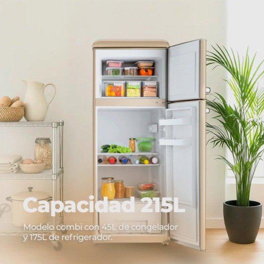 Frigorífico Dos Puertas Evvo F45BG Defrost 148,5cm 215L E Beige