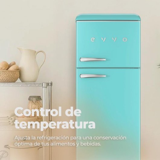 Frigorífico Dos Puertas Evvo F45BL Defrost 148,2cm 215L E Azul pastel