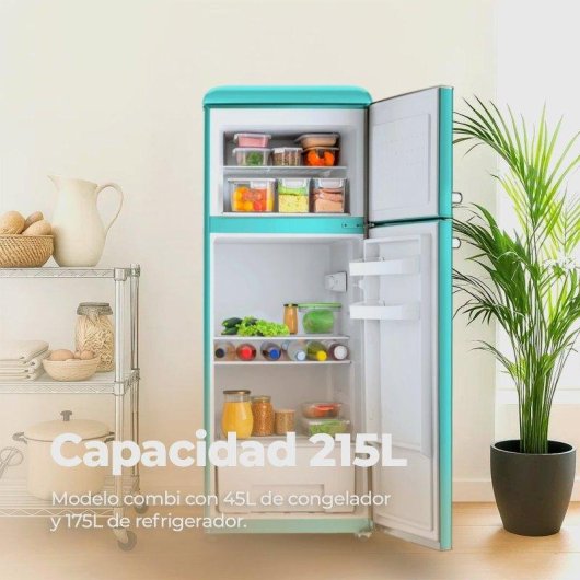 Frigorífico Dos Puertas Evvo F45BL Defrost 148,2cm 215L E Azul pastel