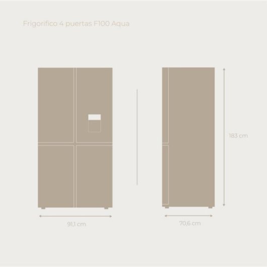 Frigorífico Cuatro Puertas Evvo F100X Aqua Total No frost 189,5cm 560L E Inox