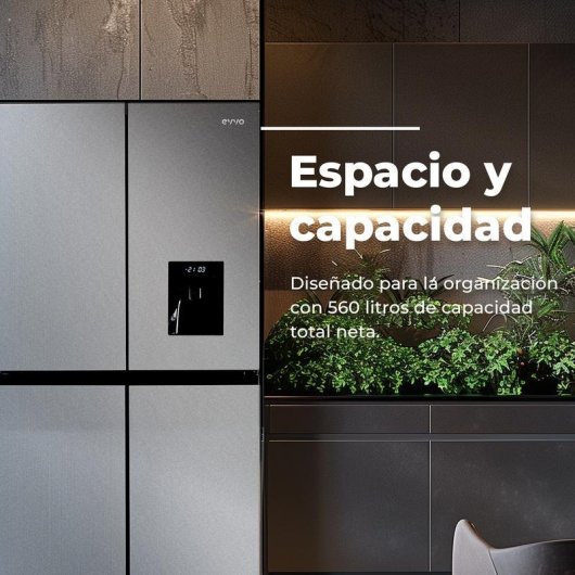 Frigorífico Cuatro Puertas Evvo F100X Aqua Total No frost 189,5cm 560L E Inox