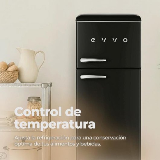 Frigorífico Dos Puertas Evvo F45BK Defrost 148,2cm 215L E Negro