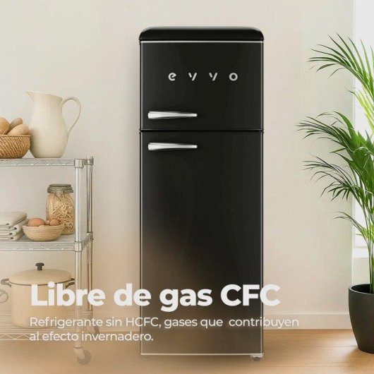Frigorífico Dos Puertas Evvo F45BK Defrost 148,2cm 215L E Negro