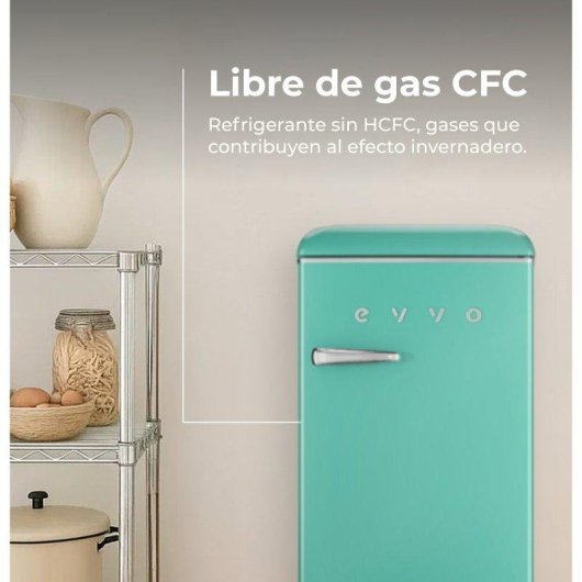 Frigorífico Mini Evvo F26G Vintage 90cm 95L E Verde Aquamarina