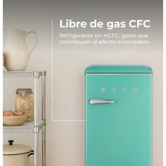 Frigorífico Mini Evvo F26G Vintage 90cm 95L E Verde Aquamarina