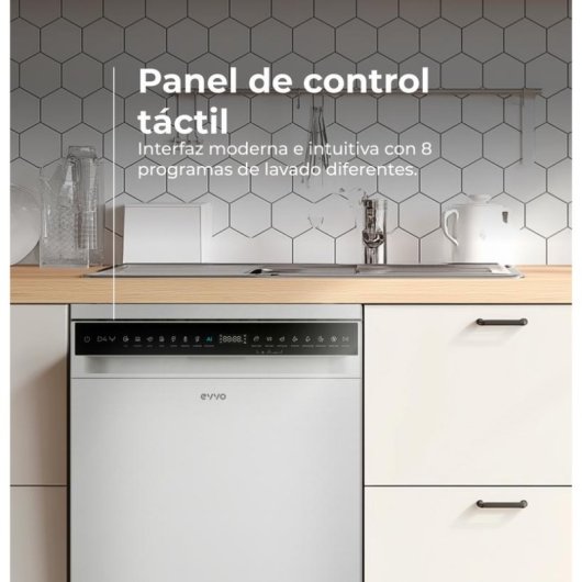 Lavavajillas Evvo Home D4YX 16 cubiertos Clase C Extra Silent Inox