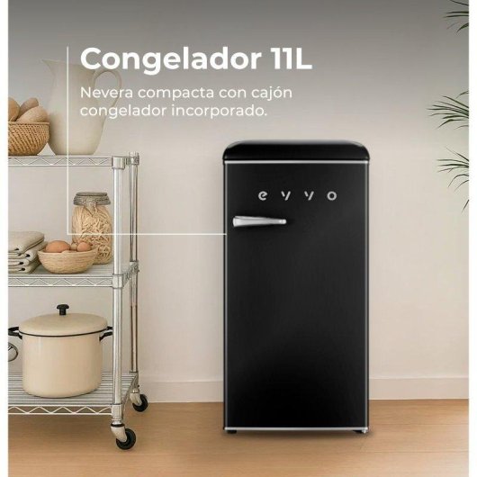 Frigorífico Mini Evvo F26BK Defrost 90cm 95L E Negro