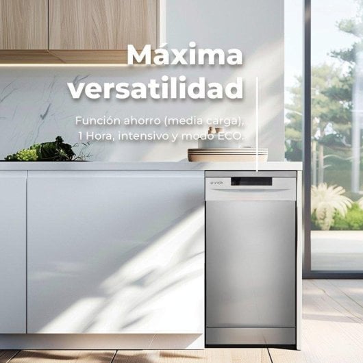 Lavavajillas Evvo EVVO D1X Slim 9 cubiertos E con media carga y panel oculto
