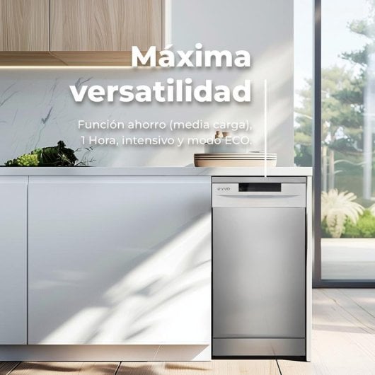 Lavavajillas Evvo EVVO D1X Slim 9 cubiertos E con media carga y panel oculto