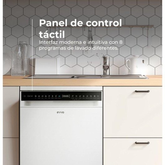Lavavajillas Evvo Home D4Y 16 cubiertos Clase C con motor inverter silencioso