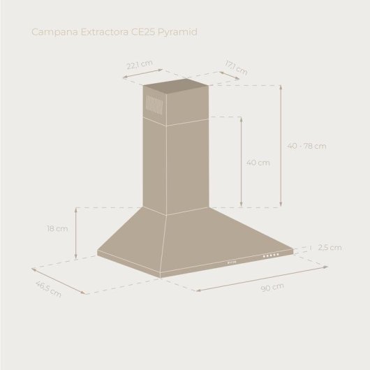 Campana extractora Evvo CE25 Pyramid Canalisation 90cm inox avec LED