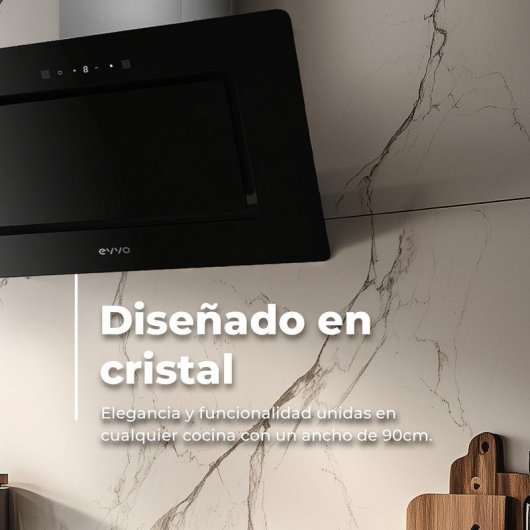 Campana extractora Evvo CE48 Black Canalisation 90cm avec contrôle tactile