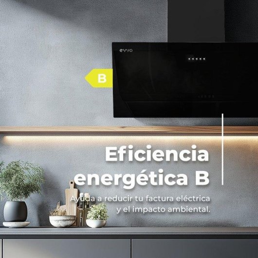 Campana extractora Evvo CE40 Canalisation 60cm 350m³/h Cristal noir