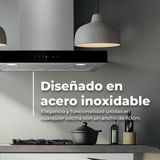 Campana extractora Evvo CE31 Abluft Umluft 60cm mit Touchsteuerung und LED