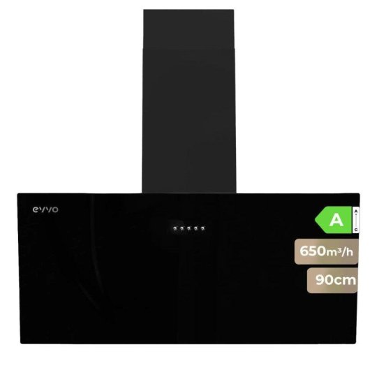 Campana extractora Evvo CE45 Abluft Umluft 90cm 650m³/h mit Touchsteuerung