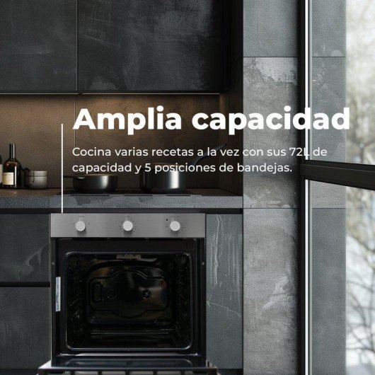 Horno Multifunción Evvo Home H10 77L 60cm Hidrolítico A Grill Vapor Negro