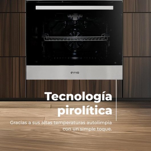 Horno Multifunción Evvo Home H30 Pyro 81L 60cm Pirolítico A AirFryer Negro