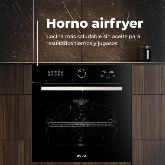 Horno Multifunción Evvo Home H30 Pyro 81L 60cm Pirolítico A AirFryer Negro