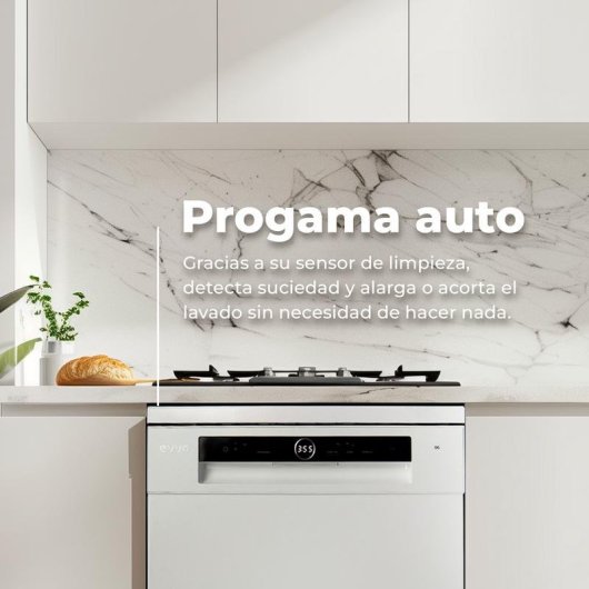 Lavavajillas Evvo D5X 14 cubiertos B Inox 8 programas con Turbo y Zone Wash