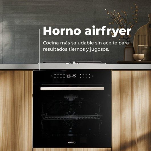 Horno Multifunción Evvo Home H26 81L 60cm Hidrolítico A+ Airfryer Negro