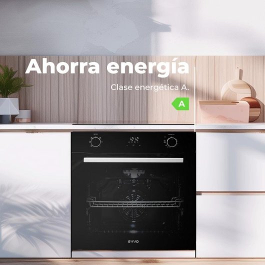 Horno Multifunción Evvo Home H20 72L 60cm Hidrolítico A Vapor Triple Cristal Negro