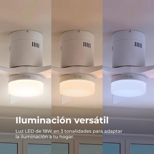 Ventilador de Techo con Luz Evvo Home V553 White 40W 132cm 6 Velocidades Motor DC Silencioso Mando Temporizador Función Invierno